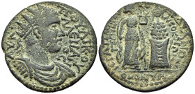 PHRYGIA. Hierapolis. Valerian I, 253-260. (Bronze, 29 mm, 10.84 g, 6 h). ΑΥ Κ ΠΟΥ ΛΙΚ ΟΥΑΛΕΡΙΑΝΟC Radiate, draped and cuirassed bust of Valerian to ri...