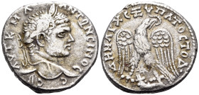 SYRIA, Seleucis and Pieria. Antioch. Caracalla, 198-217. Tetradrachm (Silver, 26 mm, 11.46 g, 6 h), 215-217. ΑΥΤ Κ Μ Α ΑΝΤΩΝΕΙΝΟC CΕΒ Laureate head of...