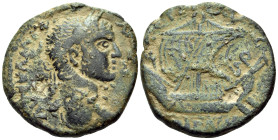 PHOENICIA. Byblus. Elagabalus, 218-222. (Bronze, 26 mm, 10.35 g, 12 h). ΑΥΤ ΚΑΙ Μ[ΑΡ ΑΝΤΟΝΙΝΟC] Laureate bust of Elagabalus to right. Rev. ΙΕΡΑC / [Β]...