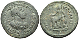 ARABIA. Petra. Hadrian , 117-138. (Bronze, 29.5 mm, 13.68 g, 6 h). AΥΤΟΚΡΑΤΩΡ ΚΑΙCΑΡ ΤΡΑΙΑΝΟC ΑΔΡΙΑΝΟC CΕΒΑCΤΟC Laureate and cuirassed bust, embossed ...