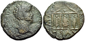 MESOPOTAMIA. Carrhae. Septimius Severus, 193-211. (Bronze, 24 mm, 7.98 g, 6 h). CΕΠΤΙΜΙΟC CΕΟΥΗΡΟC Laureate head of Septimius Severus to right. Rev. Κ...
