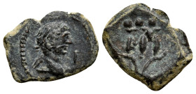 EGYPT. Alexandria. Trajan, 98-117. Dichalkon (Bronze, 11.5 mm, 0.56 g, 5 h). Laureate head of Hadrian to right; before, I. Rev. [L-] Hem-hem crown. Cf...
