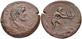EGYPT. Alexandria. Antoninus Pius, 138-161. Drachm (Bronze, 35 mm, 25.85 g, 12 h), regnal year ϵ = 5 = 141/142. [AYT K T AI]Λ A∆P - ANTωNINOC CЄB [ЄYC...