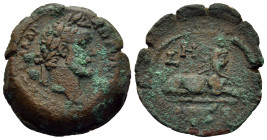 EGYPT. Alexandria. Antoninus Pius, 138-161. Obol (Bronze, 20 mm, 5.41 g, 12 h), year 8 = 144-145. ΑYΤ Κ Τ ΑΙΛ ΑΔΡ ΑΝΤωΝΙΝΟC Laureate head of Antoninus...