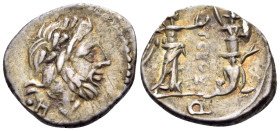 T. Cloelius, 98 BC. Quinarius (Silver, 15.5 mm, 2.06 g, 7 h), Rome. Laureate head of Jupiter to right; below, ·H. Rev. T·CLO(VL)I Victory standing to ...