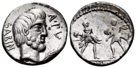 L. Titurius L.f. Sabinus, 89 BC. Denarius (Silver, 18 mm, 3.66 g, 11 h), Rome. SABIN / A·PV Bearded head of King Tatius to right; before, palm branch....