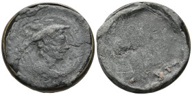 C. Mamilius Limetanus, 82 BC. (Lead, 24 mm, 19.70 g), Obverse trial-strike (?) of a Denarius, Rome (?). Draped bust of Mercury right, wearing winged p...