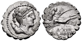 Ti. Claudius Ti.f. Ap.n. Nero, 79 BC. Denarius Serratus (Silver, 20.5 mm, 3.65 g, 6 h), Rome. S·C Draped bust of Diana to right, with bow and quiver o...