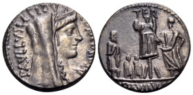 L. Aemilius Lepidus Paullus, 62 BC. Denarius (Silver, 17.5 mm, 4.01 g, 6 h), Rome. PAVLLVS·LEPIDVS CONCORDIA Veiled and diademed head of Concordia to ...