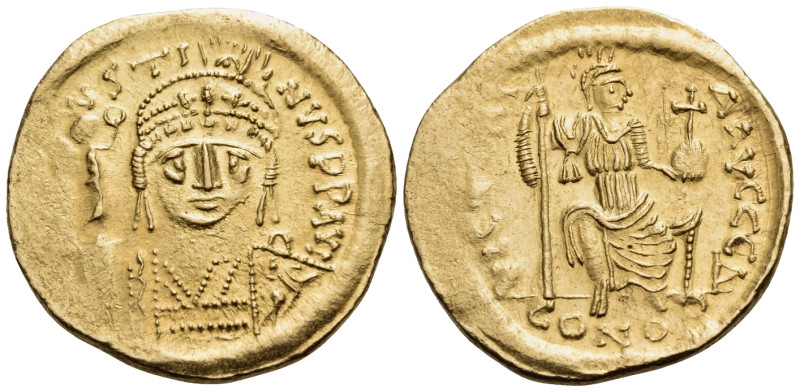Justin II, 565-578. Solidus (Gold, 20 mm, 4.50 g, 7 h), Constantinople, Δ = 4th ...