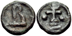 Basil I the Macedonian, 867-886. (Bronze, 18 mm, 4.03 g, 12 h), Cherson. Large B on exergual line. Rev. Cross crosslet on two steps; in left and right...