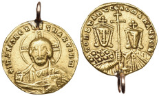 Constantine VII Porphyrogenitus, with Romanus I, 913-959. Solidus (Gold, 19 mm, 4.61 g, 6 h), Constantinople, 946-947. +IhS XPIS REX REςNANTIЧm Facing...
