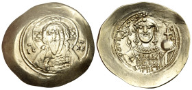 Michael VII Ducas, 1071-1078. Histamenon (Gold, 27.5 mm, 4.33 g, 6 h), Constantinople. IC-XC Bust of Christ Pantokrator facing, with cross nimbus, hol...