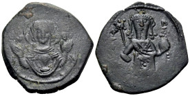 Andronicus I Comnenus, 1183-1185. Tetarteron (Bronze, 22.5 mm, 3.77 g, 6 h), Thessalonica. (MHP) ΘV Half-length Theotokos nimbate and orans. Rev. [ΑΝΔ...