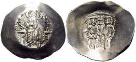 Alexius III Angelus-Comnenus, 1195-1203. Aspron Trachy (Electrum, 31 mm, 4.26 g, 6 h), Constantinople, 1195-1197. KE RO-HΘEΙ / IC - XC Christ, nimbate...