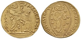 CRUSADERS. Knights of Rhodes (Knights Hospitallers). Fabrizio del Carretto, 1513-1521. Ducat (Gold, 22 mm, 3.50 g, 11 h), imitating the Venetian Ducat...