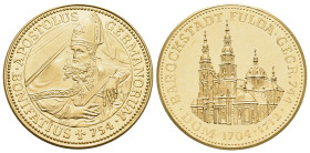 GERMANY, Hesse. Fulda. (Gold, 20.5 mm, 3.98 g, 12 h), Private token. · APOSTOLUS GERMANORUM / 986 / BONIFATIUS + 754 · Figure of Saint Boniface reclin...