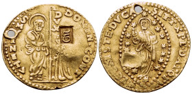 ITALY, Venice. Domenico Contarini, 1659-1675. Ducat (Gold, 22.5 mm, 3.46 g, 3 h). S M VENITV / DVX / DOMIN CONT St. Mark (on left), nimbate, standing ...