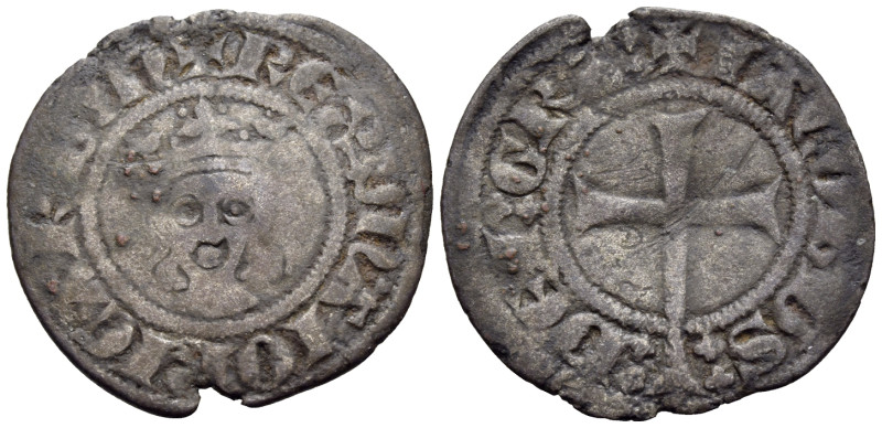 SPAIN, Mallorca. Jaume III, 1324-1344. Doubler (Billon, 21 mm, 1.40 g, 6 h). +RE...