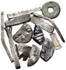 CELTIC, Eastern Europe. (Silver, 66.94 g). Large lot of fourteen (14) Hacksilver pieces, including fragments of Celtic imitative tetradrachms. Lot sol...
