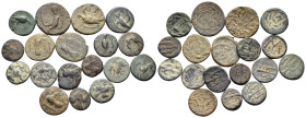 GREEK. Corinth and Sikyon. 5th-1st century BC. (Bronze, 36.91 g). Large lot of eighteen (18) bronze coins from Sikyon and Corinth, differing types and...
