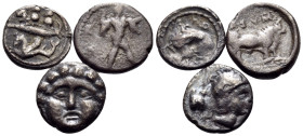 GREEK. Circa 5th-4th century BC. (Silver, 2.77 g). Lot of three (3) Greek silver fractions from Byblos, Sybaris, and and Selge, all toned, varied surf...