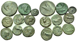 GREEK & ROMAN PROVINCIAL. Circa 4th century BC -3rd Century AD. (Bronze, 27.11 g). Large lot of nine (9) Roman provincial and Greek bronze coins, vari...
