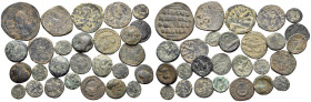 MISCELLANEA. 4th century BC-12th century AD. (Bronze, 102.00 g). Large lot of twenty-seven (27) Greek, Roman and Byzantine bronze coins, varied patina...