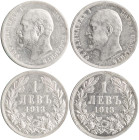 BULGARIA: Lot of 2x 1 Lev (1913) in silver (0,835). Head of Ferdinand I facing left on obverse. Denomination above date within wreath on reverse. Clea...