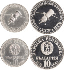 BULGARIA: Lot of 2 commemorative coins for the Bulgarian-Soviet Cosmonaut Flight, composed of 10 Leva (1979) in silver (0,500) & 10 Leva (1979) in sil...