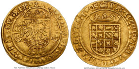 Brabant. Charles V gold 1/2 Real d'Or ND (1506-1555) AU53 NGC, Antwerp mint, Fr-60, Delm-99, V&S-162. 3.46gm. Hand mintmark. HID09801242017 © 2024 Her...