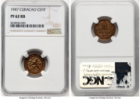 Dutch Colony. Wilhelmina Proof Cent 1947-(u) PR62 Red and Brown NGC, Utrecht mint, KM41, cf. Scholten-1407 (business strike). Mintage: 80. A low-minta...