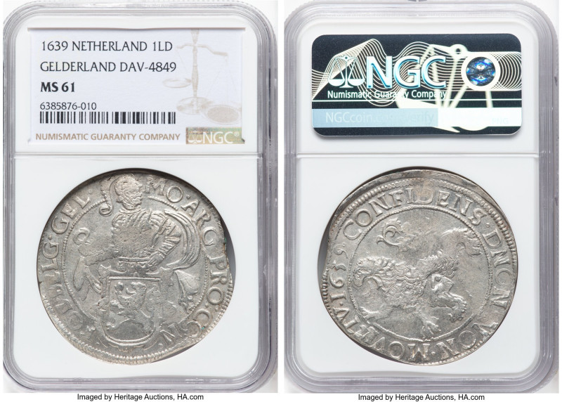 Gelderland. Provincial Lion Daalder 1639 MS61 NGC, KM15.2, Dav-4849, Delm-825. K...