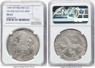 Gelderland. Provincial Lion Daalder 1648 MS63 NGC, KM15.3, Dav-4849, Delm-825. Knight right. Fleur de Lis mintmark. NGC Top Pop. HID09801242017 © 2024...
