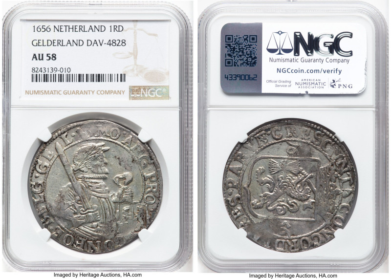 Gelderland. Provincial Rijksdaalder 1656-(Dog) AU58 NGC, KM16.3, Dav-4828, Delm-...
