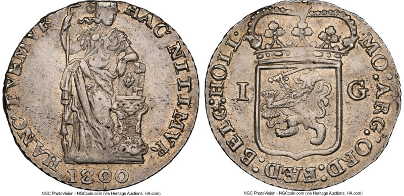 Holland. Provincial Gulden 1800 MS62 NGC, KM2.2, Delm-1179 (R1). Mintage: 40,395...