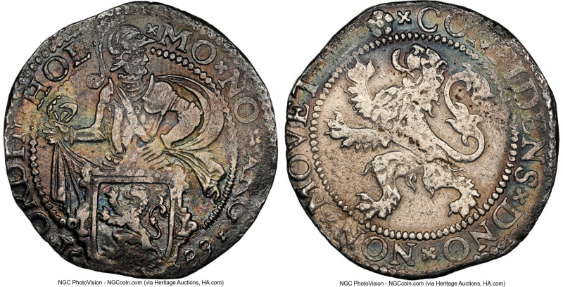 Holland. Provincial 1/2 Lion Daalder 1589 XF45 NGC, Dordrecht mint, Delm-870. Ob...