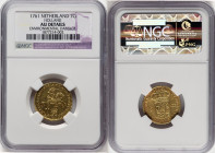 Holland. Provincial gold 7 Gulden (1/2 Golden Rider) 1761 AU Details (Environmental Damage) NGC, Dordrecht mint, KM96, Delm-783, V&S-1238 (R2). HID098...