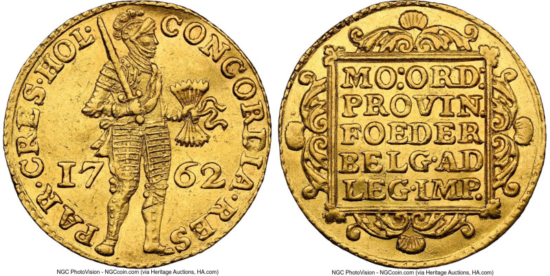 Holland. Provincial gold Ducat 1762 AU58 NGC, Dordrecht mint, KM12.3, Delm-775, ...