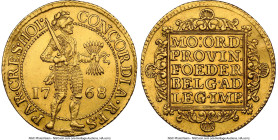 Holland. Provincial gold 2 Ducats 1768 UNC Details (Plugged, Cleaned) NGC, Dordrecht mint, KM47.2, Delm-775, V&S-1228 (R2). 6.94gm. Bright honey tones...