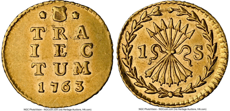 Utrecht. Provincial gold Off-Metal Stuiver 1763 AU58 NGC, KM90a, Delm-989, V&S-1...