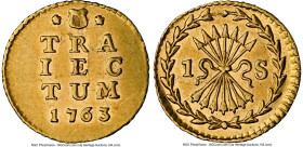 Utrecht. Provincial gold Off-Metal Stuiver 1763 AU58 NGC, KM90a, Delm-989, V&S-1450 (R2). 1.70gm. Currently the only of this issue certified by NGC. C...