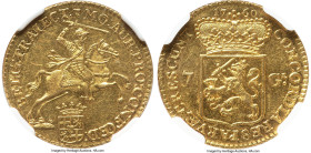 Utrecht. Provincial gold 7 Gulden (1/2 Golden Rider) 1760 MS61 NGC, Utrecht mint, KM103, Delm-971, V&S-1430. A boldly struck, canary-gold 1/2 rider us...