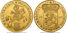 Utrecht. Provincial gold 14 Gulden (Golden Rider) 1751 UNC Details (Cleaned) NGC, Utrecht mint, KM104, Delm-970, V&S-1429. HID09801242017 © 2024 Herit...