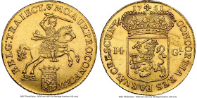 Utrecht. Provincial gold 14 Gulden (Golden Rider) 1751 AU Details (Harshly Cleaned) NGC, Utrecht mint, KM104, Delm-970, V&S-1429. HID09801242017 © 202...