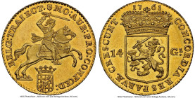 Utrecht. Provincial gold 14 Gulden (Golden Rider) 1761 MS63 NGC, Utrecht mint, KM104, Delm-970, V&S-1429. Last attainable grade, with only one certifi...
