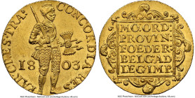Utrecht. Batavian Republic gold Ducat 1803 MS62 NGC, Utrecht mint, KM11.3, Delm-1171c, V&S-1673. From the Coenen Collection HID09801242017 © 2024 Heri...
