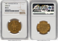 Utrecht. Batavian Republic gold 2 Ducats 1801 MS61 NGC, Utrecht mint, KM12.2, Delm-1170b, V&S-1670 (R2). Stunningly even honey tones cloak these crisp...
