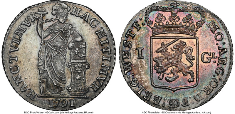 West Friesland. Provincial Gulden 1791 UNC Details (Obverse Stained) NGC, KM97.5...