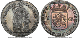 West Friesland. Provincial Gulden 1791 UNC Details (Obverse Stained) NGC, KM97.5, Delm-1180. Dark charcoal surfaces display gentle rainbow iridescence...